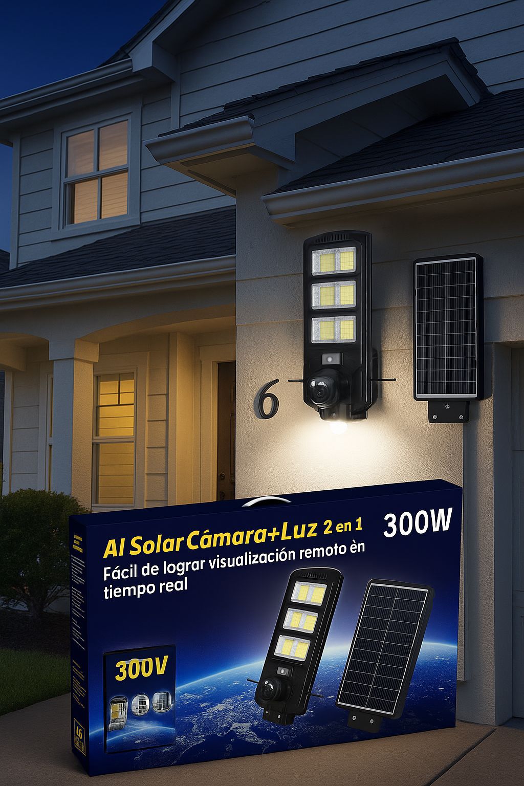 CAMARA SOLAR CON LUZ LED 2 EN 1